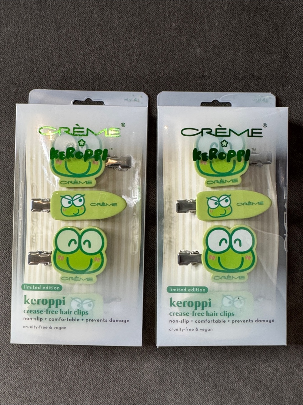 Crème x Keroppi Crease Free Hair Clips (2 Packs of 4) Sanrio NEW